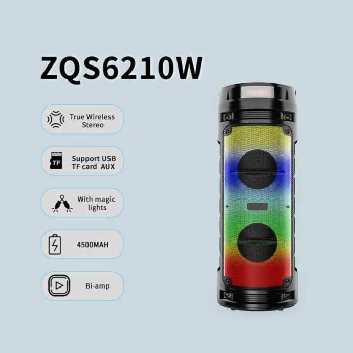 ⁦سماعة ومكبر صوت Zqs6210W بتقنية البلوتوث⁩ - الصورة ⁦6⁩